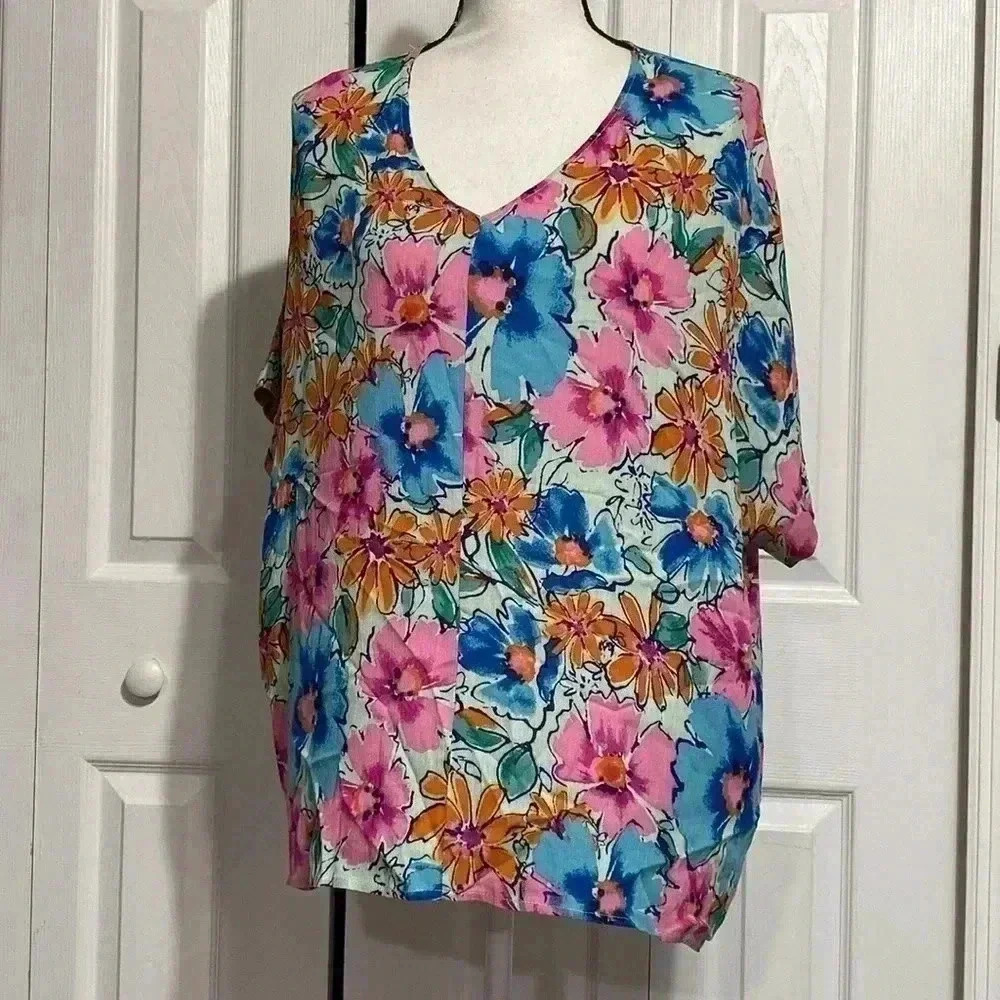 Haptics floral gauze top shirt blouse size LARGE